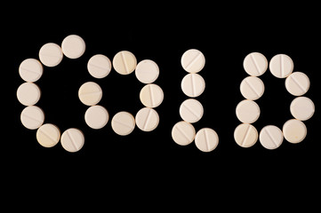 Cold word made out of medical Pills