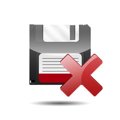 Icono disquete 3D con simbolo error