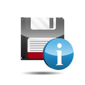 Icono disquete 3D con simbolo informacion