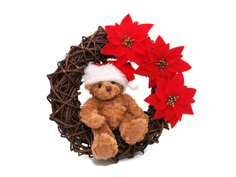 Christmas Teddy bear with christmas wreath