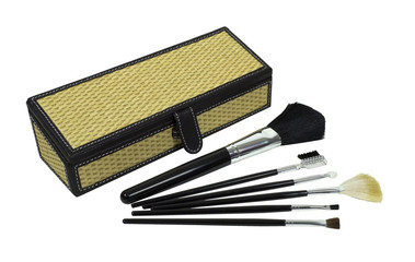 Makeup Brushes and Wicker Box