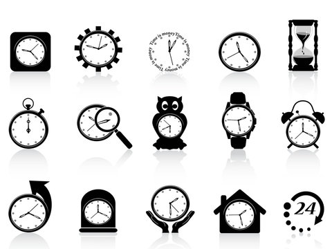 black clock icon set