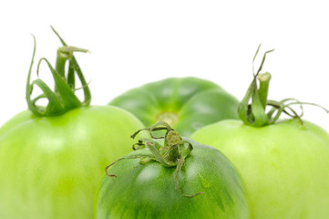 Green Tomatoes on White Background