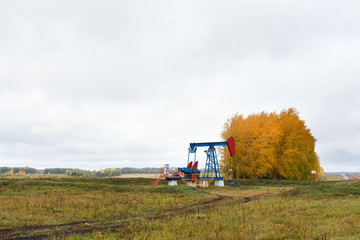 Fototapeta premium One pump jacks on an oil field.