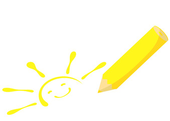 Obraz premium yellow pencil drawing sun