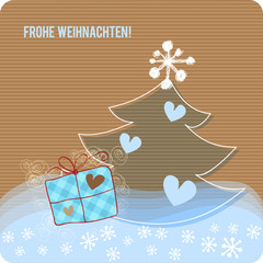 Merry Christmas Tree Tannenbaum Snow  Schnee Karton