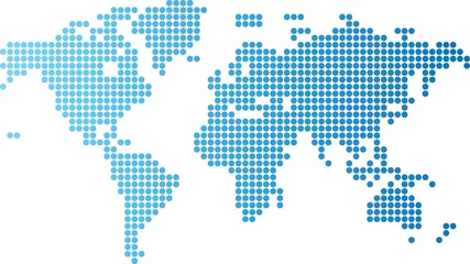 Fototapeten Weltkarte mit blauen runden Punkten © Ildogesto