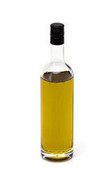 bottle of olive oil on white background