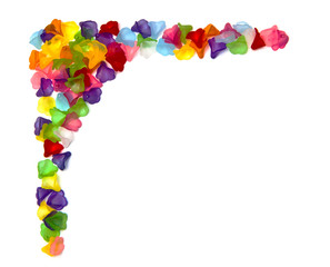 corner of colorful beads isolated on white background