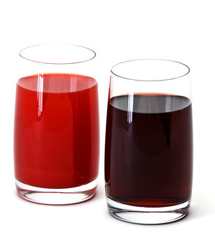 two glass of  juice  on white background