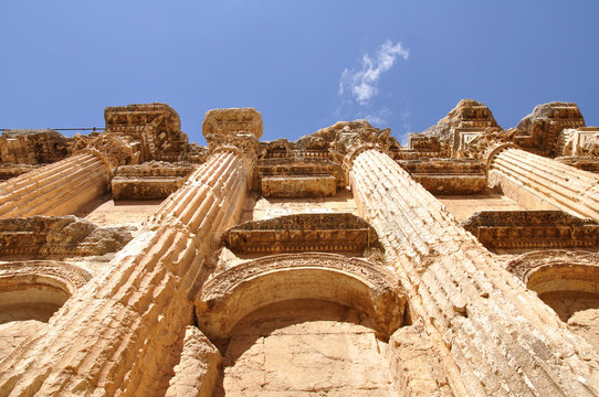 Inside marble Baahus temple in Baalbeck, Lebanon