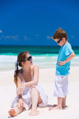 Fototapeta premium Mother and son on vacation