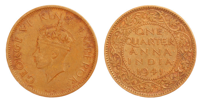 Old Indian One Quarter Anna Coin of 1941