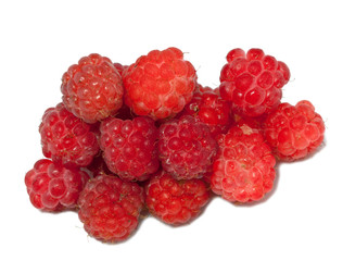 Ripe berries of raspberry on white background