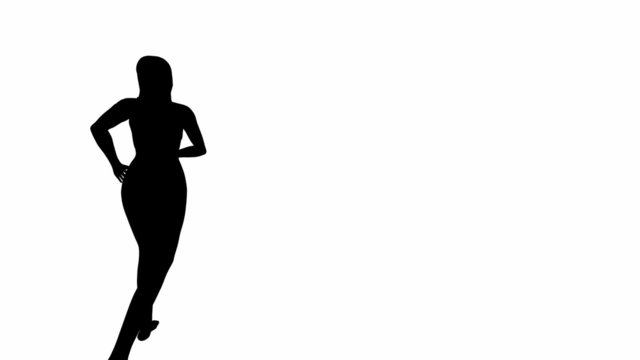 slow motion running woman silhouette