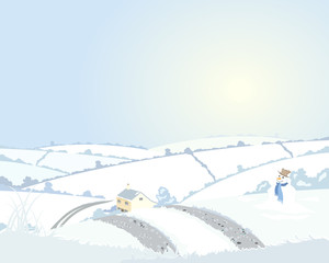 country cottage in winter