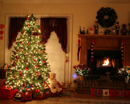 Christmas And Fire Place