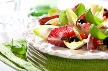 Chicory salad with olives and capers