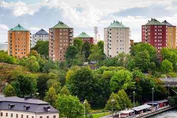 municipal houses in Stockholm, Sweden - obrazy, fototapety, plakaty