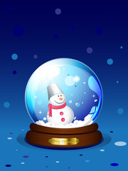 Vector snowglobe with snowman