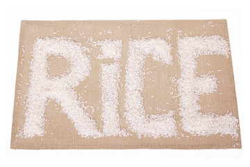 Grains of rice in the form of inscriptions on the tablecloth