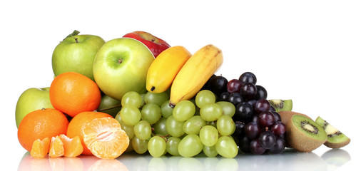 Ripe juicy fruits isolated on white