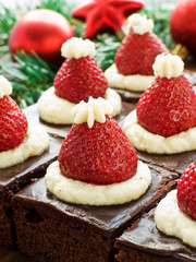 Santa hat brownies