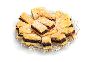 Pile of pie with sugar powdered