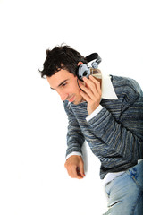 Young man listening to music