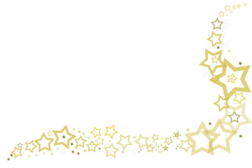 Xmas card: Gold-colored stars on white background