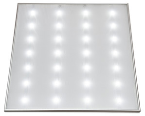 The square white lamp is shone. Isolated on a white background