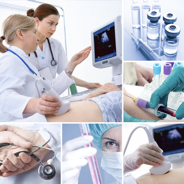 Various medical related images in a collage