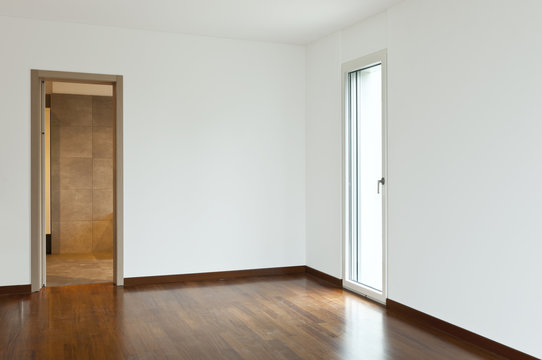 new apartment, empty room with doors