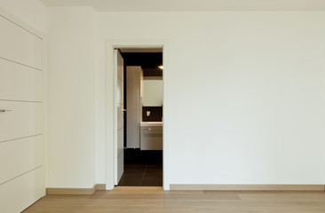 new apartment, empty room with the bathroom door