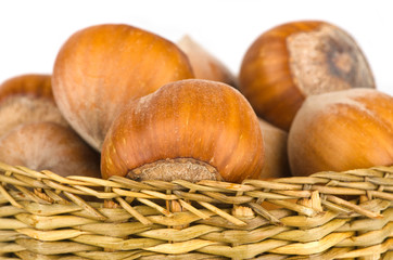 Nuts in wooden basket