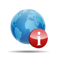 Esfera brillante planeta con simbolo informacion