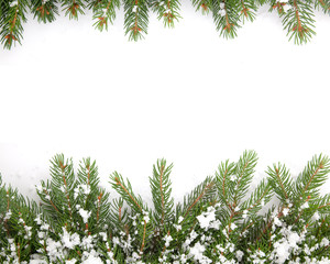 Fototapeta premium Christmas framework with snow isolated on white background