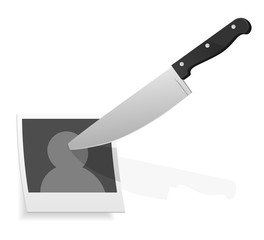 Photo with knife. Vector illustration.