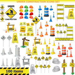 Under Construction Sign Collection.almost 100 icon