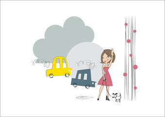 vector - an elegant woman in the city