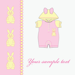 Baby girl card. Clothing for babies.