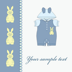 Baby boy card. Clothing for babies.