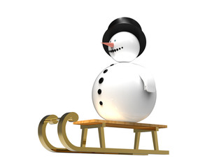 Naklejka premium Snowman on sledge