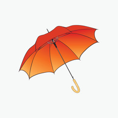 Orange umbrella on white background.
