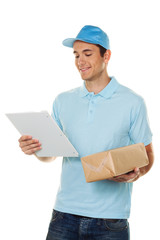 Bote von Botendienst liefert Post Paket