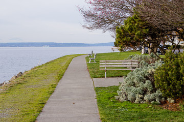 Benches Along Waterfront Walkway