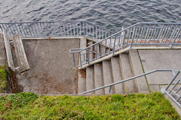 Abstract View of Staircase Next to Pier