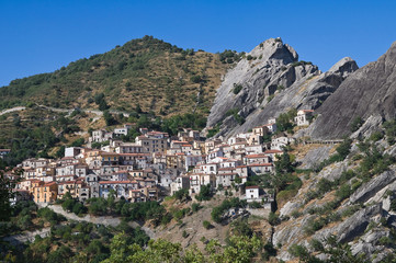 Naklejka premium Panoramic view of Castelmezzano. Basilicata. Italy.