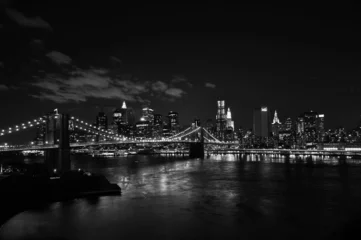 Photo sur Plexiglas Brooklyn Bridge Pont de Brooklyn depuis le pont de Manhattan