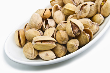 Pistachios on a white background